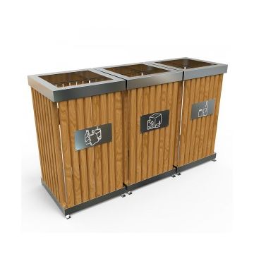 BORAS S Cosuri moderne pentru colectare selectiva din inox cu lemn