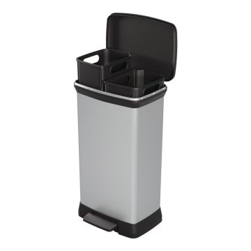 Coș cu pedală din plastic pentru sortare deșeuri 23+23 l Deco - Curver Coș cu pedală din plastic pentru sortare deșeuri 23+23 l Deco - Curver
