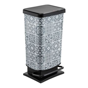 Coș de gunoi negru cu pedale din plastic reciclat 40 l Paso - Rotho Coș de gunoi negru cu pedale din plastic reciclat 40 l Paso - Rotho