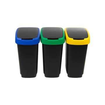 Coșuri de gunoi negre 3 buc. pentru reciclat din plastic reciclat 25 l Twist – Rotho Coșuri de gunoi negre 3 buc. pentru reciclat din plastic reciclat 25 l Twist – Rotho