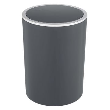 Cos de gunoi cu capac batant, Wenko, Inca, 5 L, 18.5 x 25.5 x 18.5 cm, plastic, antracit