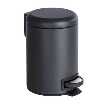 Cos de gunoi cu pedala, Wenko, Leman, 3 L, 17 x 25 x 22.5 cm, inox/polipropilena, negru
