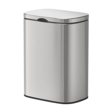 Cos de gunoi, Wenko, Sare, 5 L, 21.5 x 29.5 x 19 cm, inox, gri lucios