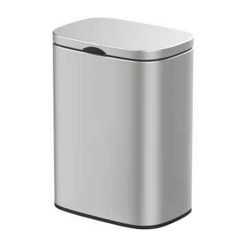 Cos de gunoi, Wenko, Sare, 5 L, 21.5 x 29.5 x 19 cm, inox, gri mat