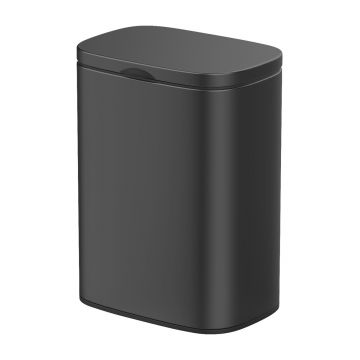 Cos de gunoi, Wenko, Sare, 5 L, 21.5 x 29.5 x 19 cm, inox, negru mat