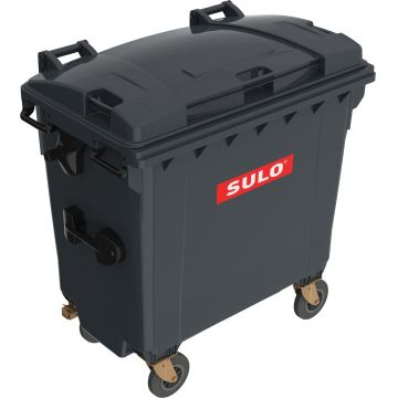 Eurocontainer din material plastic 770 l negru cu capac plat- Transport Inclus