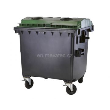 Eurocontainer din plastic  1100L  capac plat  verde  fara inchizatoare - colectare sticla SULO - Transport Inclus