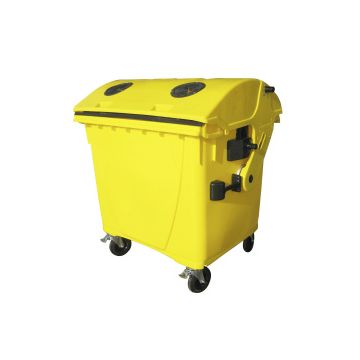 Eurocontainer din plastic  1100L  galben cu capac rotund  fara inchizatoare pentru capac - colectare plastic - Transport Inclus