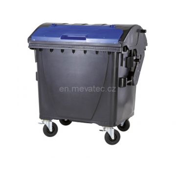 Eurocontainer din plastic  1100L  negru  capac in capac albastru  SULO - Transport Inclus
