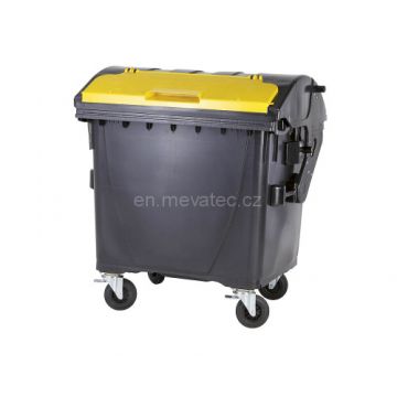 Eurocontainer din plastic  1100L  negru  capac in capac galben SULO - Transport Inclus