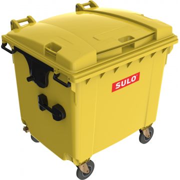 Eurocontainer galben din material plastic  cu capac plat  SULO  1100 l  - Transport Inclus
