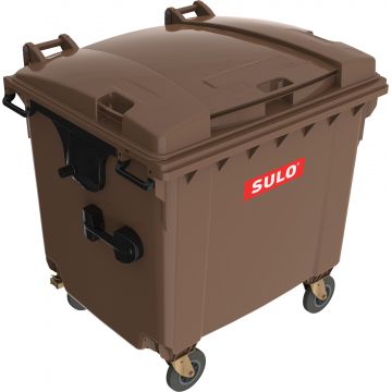 Eurocontainer maro din material plastic  cu capac plat  SULO  1100 l  - Transport Inclus