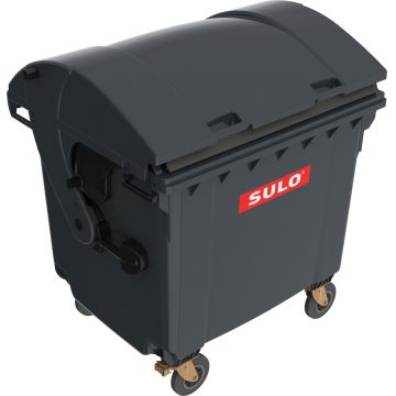 Eurocontainer plastic  1100 L  negru  capac rotund - Transport Inclus