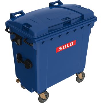 Eurocontainer plastic  770 L  albastru  capac plat- Transport Inclus