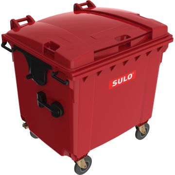 Eurocontainer rosu din material plastic  cu capac plat  MEVATEC  1100 l  - Transport Inclus