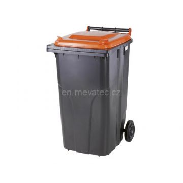 Europubela plastic  240 L  culoare neagra  capac portocaliu  SULO - Transport inclus