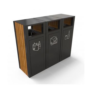 KUOKIO AM Set de reciclare din metal ultra rezistent cu decor din lemn