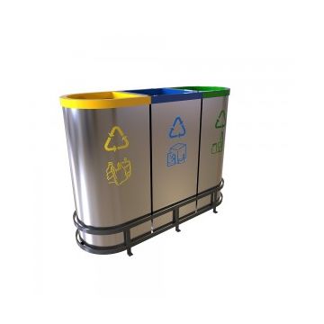 MALMO A Cosuri pentru colectare selectiva din otel inoxidabil  3x60L