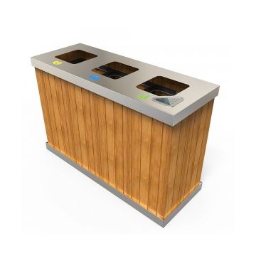 OSLO SW Cosuri colectare selectiva pentru exterior din otel + lemn