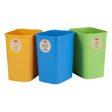 Set 3 coșuri de gunoi pentru sortarea deșeurilor Curver ECO, 25 l Set 3 coșuri de gunoi pentru sortarea deșeurilor Curver ECO, 25 l
