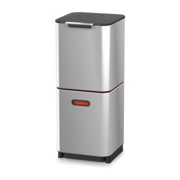Coș de gunoi argintiu de reciclat din oțel 40 l Totem Compact – Joseph Joseph Coș de gunoi argintiu de reciclat din oțel 40 l Totem Compact – Joseph Joseph