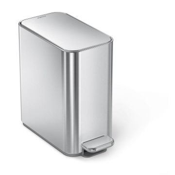 Coș de gunoi argintiu mat cu pedală din oțel 5 l – simplehuman Coș de gunoi argintiu mat cu pedală din oțel 5 l – simplehuman