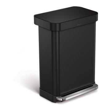 Coș de gunoi negru mat cu pedală din oțel 55 l – simplehuman Coș de gunoi negru mat cu pedală din oțel 55 l – simplehuman