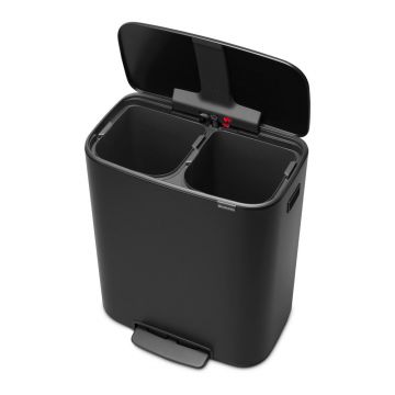 Coș de gunoi negru mat de reciclat/cu pedală din oțel 60 l Bo – Brabantia Coș de gunoi negru mat de reciclat/cu pedală din oțel 60 l Bo – Brabantia