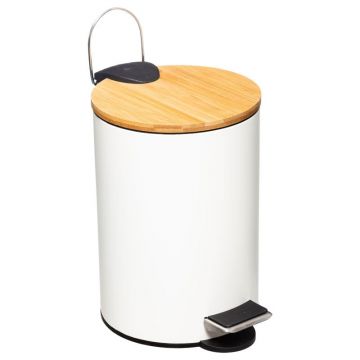 Cos de gunoi 3L Nature metal alb - culoare lemn natural