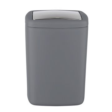 Cos de gunoi Barcelona, Wenko, 20.5x20.5x28.5 cm, plastic/TPE, gri inchis