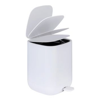 Cos de gunoi cu pedala, Wenko, Davos, 23.5 x 27.5 x 26 cm, 6.5 L, polipropilena, alb