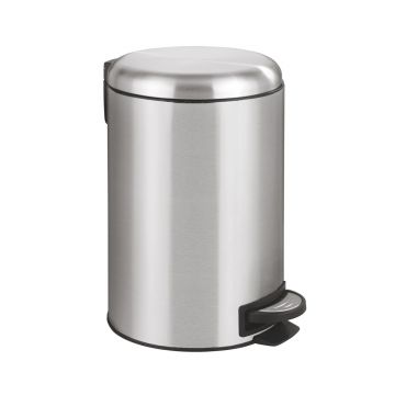 Cos de gunoi cu pedala, Wenko, Leman Easy Close, 12 L, inox