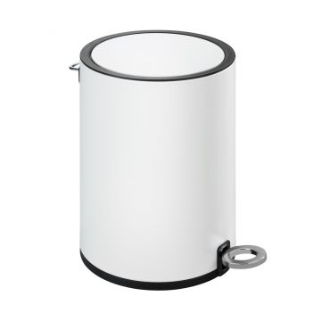 Cos de gunoi cu pedala, Wenko, Monza Black White, 3 L, 24.5 x 25.5 x 18.5 cm, inox, alb