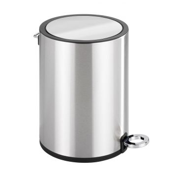 Cos de gunoi cu pedala, Wenko, Monza Easy Close, 3 L, 24.5 x 25.5 x 18.5 cm, inox, argintiu