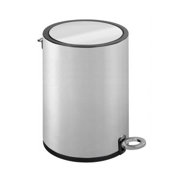 Cos de gunoi cu pedala, Wenko, Monza Easy Close, 3 L, 24.5 x 25.5 x 18.5 cm, inox, gri satinat