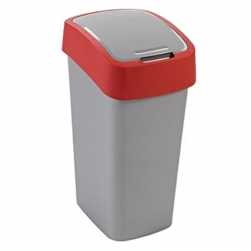 Cos de gunoi Curver Flip Bin 50L, Capac batant, 29.4x65.3x37.6 cm, Gri/Rosu