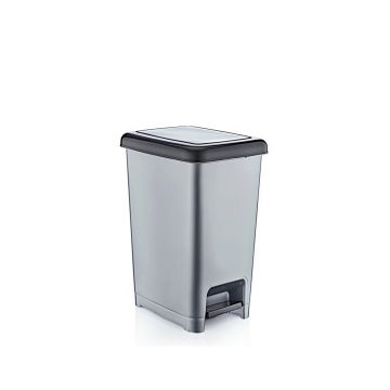 Cos de gunoi, Fremont, 964FRM3901, Pedala metalica, Gri/Negru