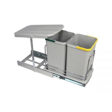 Cos de gunoi incorporabil S2392, colectare selectiva, cu extragere automata, cu doua recipiente 12+12  litri