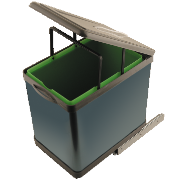 Cos de gunoi, metal si plastic, crom, 16 l