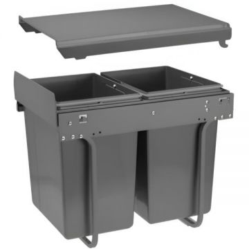 Cos de gunoi Practi Eco incorporabil cu 2 compartimente x 20 L, pentru corp de 400 mm, gri antracit