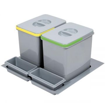 Cos de gunoi Praktico incorporabil in sertar, cu 2 recipiente, pentru corp de 600 mm latime H:300 mm - Maxdeco