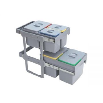 Cos de gunoi Tandem Short incorporabil, colectare selectiva, cu 5 compartimente