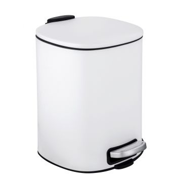 Cos de gunoi, Wenko, Alassio, 20.5 x 24.5 x 27 cm, 5 L, inox/polipropilena, alb/negru
