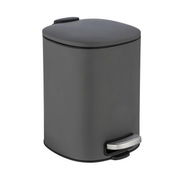 Cos de gunoi, Wenko, Alassio, 20.5 x 24.5 x 27 cm, 5 L, inox/polipropilena, gri/negru