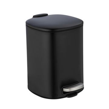 Cos de gunoi, Wenko, Alassio, 20.5 x 24.5 x 27 cm, 5 L, inox/polipropilena, negru