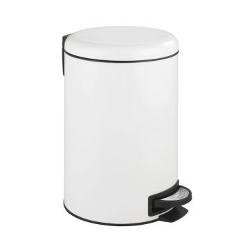 Cos de gunoi, Wenko, Leman Easy Close, 25 x 32 x 38 cm, 12 L, inox/polipropilena, alb/negru