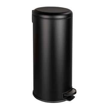 Cos de gunoi, Wenko, Leman Easy Close, 30.5 x 37.5 x 64 cm, 30 L, inox/polipropilena, negru