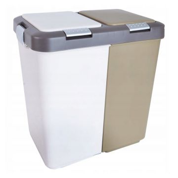 Coș de gunoi alb/bej de reciclat 2x20 l din plastic Duo Dust – Orion Coș de gunoi alb/bej de reciclat 2x20 l din plastic Duo Dust – Orion