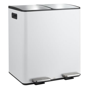 Coș de gunoi alb mat pentru reciclare/cu pedală 2x20 l din oțel Aliya – Spirella Coș de gunoi alb mat pentru reciclare/cu pedală 2x20 l din oțel Aliya – Spirella