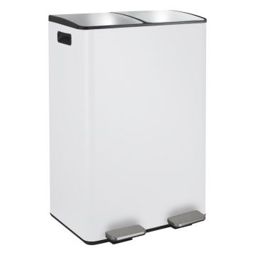 Coș de gunoi alb mat pentru reciclare/cu pedală 2x30 l din oțel Aliya – Spirella Coș de gunoi alb mat pentru reciclare/cu pedală 2x30 l din oțel Aliya – Spirella